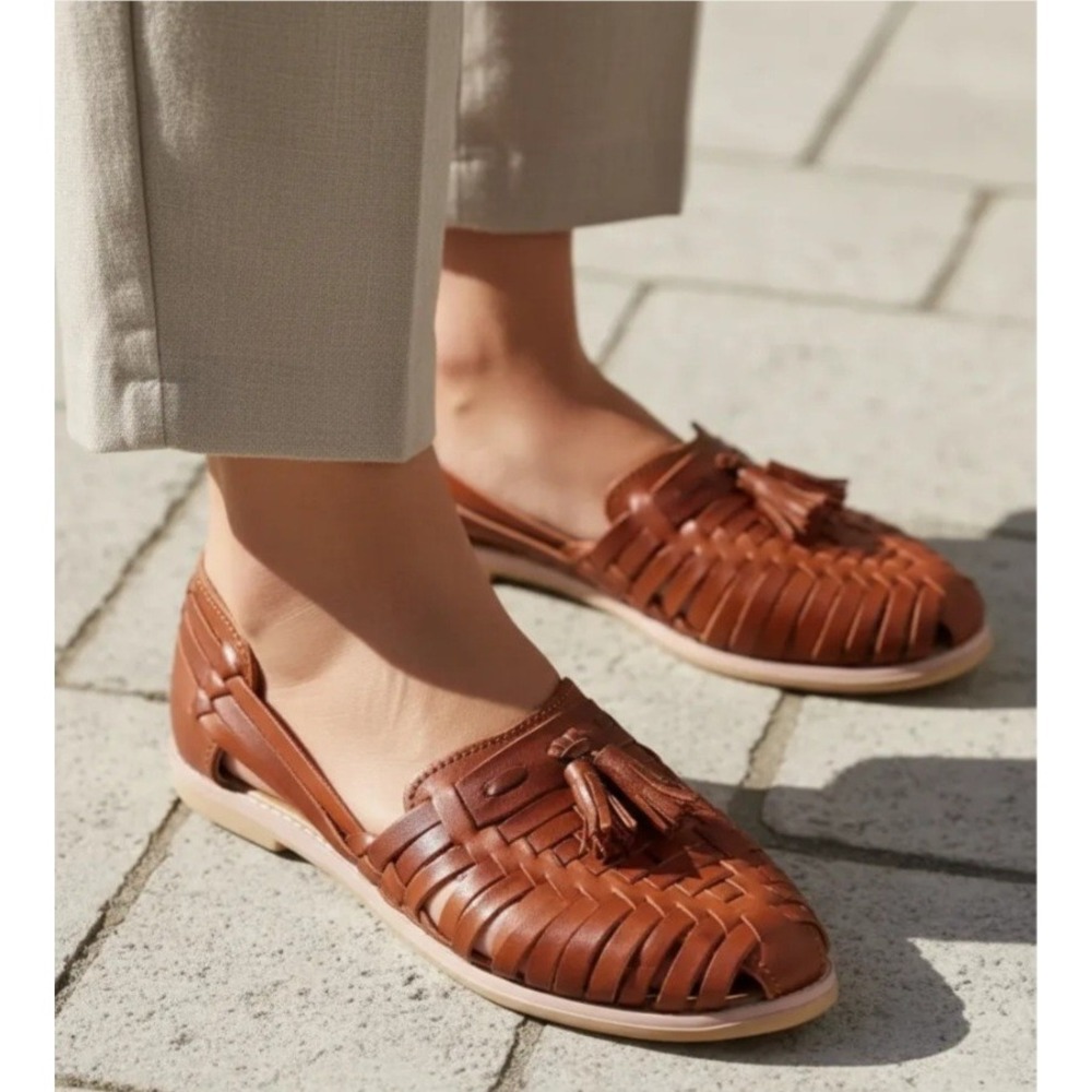 Macarena Collection Womens Handmade Natural Leather Huaraches Sandals Size 10